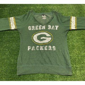 Womens Green Bay Packers sweatshirt medium v neck ladies green First & Fashion
